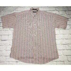 Loafers Reed St. James Mens Shirt XL SS Button Down White/Navy/Red Striped